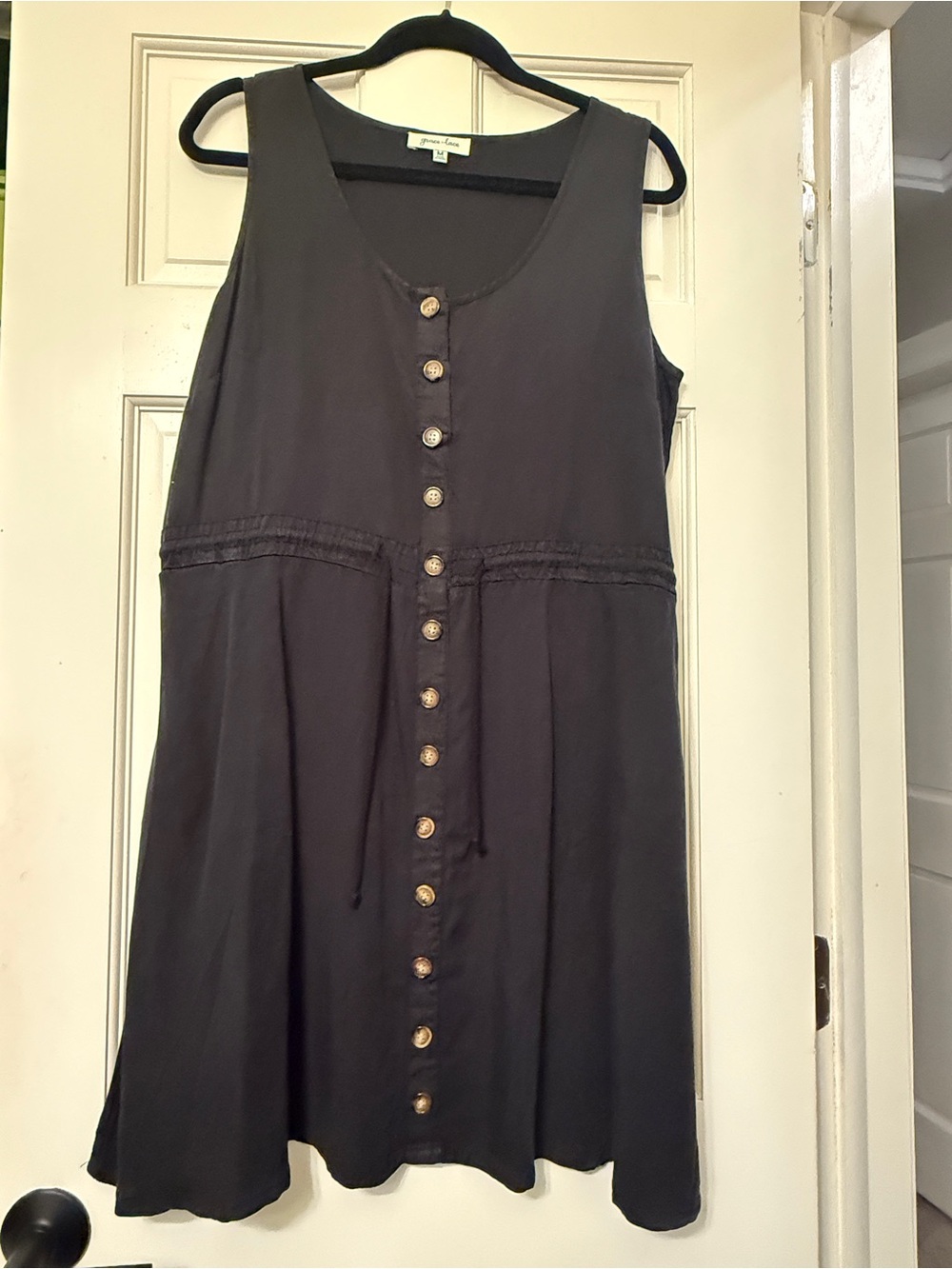 Grace & Lace Sleeveless Button-Front Black Tencel Dress
